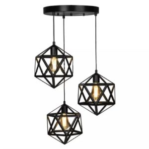 3 in 1 Base Hexagon Hanging Lamp, Ceiling Lamp, Pendant Lamp, For Home, Office, TV Lounge, Bed Room, Led Light, Led Bulb, Filament Bulb