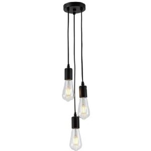 New 3in1 E27 Lamp Base Socket Ceiling Pendant Light Lamp Holder Black Lamp Bases Hanging Light Fitting Decor, For Home, Office, TV Lounge, Bed Room, Led Light, Led Bulb, Filament Bulb (BULB NOT INCLUDED)