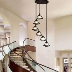 6 in 1 Base Triangle Hanging Lamp, Ceiling Lamp, Pendant Lamp, For Home, Office, TV Lounge, Bed Room, Led Light, Led Bulb, Filament Bulb